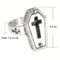Bague Cercueil Ouvrable avec Croix et Squelette Gothique (dimensions).