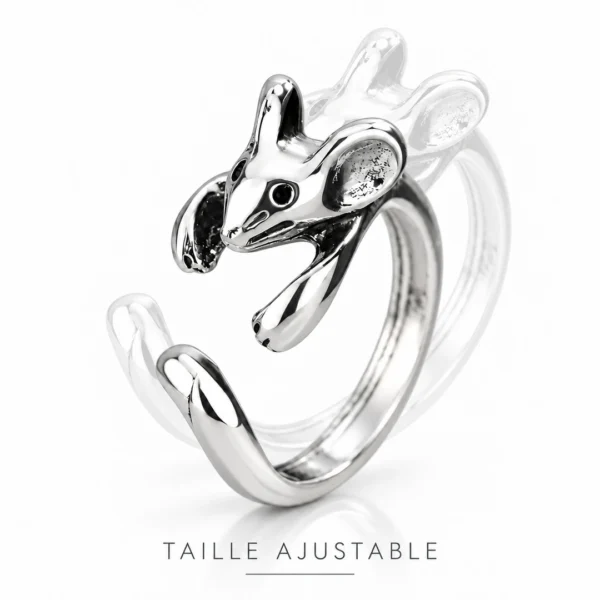 Bague Ouverte Souris en Acier Taille Ajustable Bague Ouverte Souris en Acier Taille Ajustable.