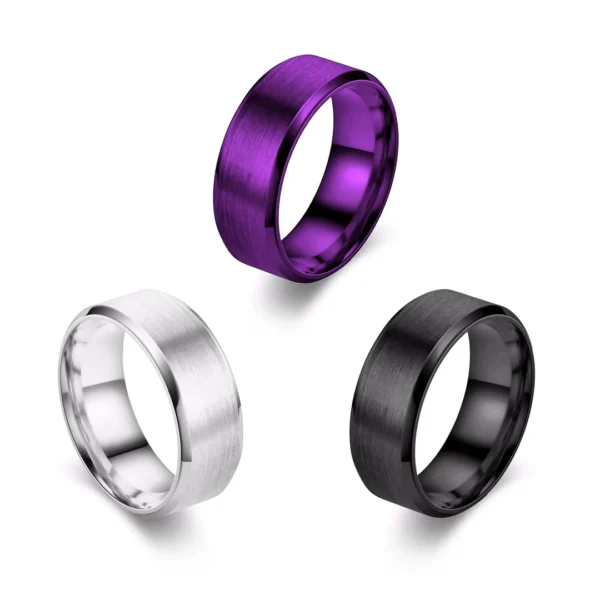 Bague Unisexe Acier 316L Brossé 8 mm à Bordures Polies.