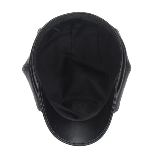 Béret Gavroche en Cuir Noir pour Femme (vue du dessous) Béret Gavroche en Cuir Noir pour Femme (vue du dessous).