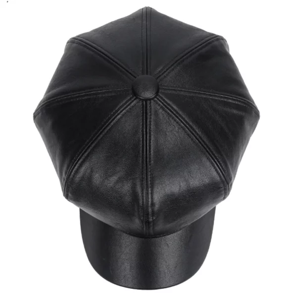 Béret Gavroche en Cuir Synthétique Noir pour Femme Béret Gavroche en Cuir Synthétique Noir pour Femme.
