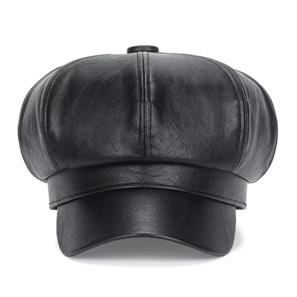 Béret Gavroche en Simili Cuir Noir pour Femme Béret Gavroche en Simili Cuir Noir pour Femme.