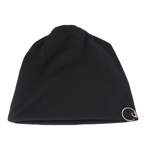 Bonnet Beanie Noir Orné d'un Anneau Métallique Unisexe Style Gothique Rock Bonnet Beanie Noir Orné d'un Anneau Métallique Unisexe Style Gothique Rock.