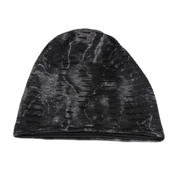 Bonnet Noir Punk Rock Effet Déchiré Homme & Femme.