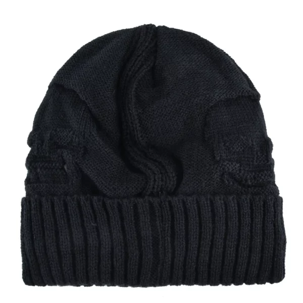 Bonnet Noir Tricoté Motif Têtes de Mort Unisexe Bonnet Noir Tricoté Motif Têtes de Mort Unisexe.
