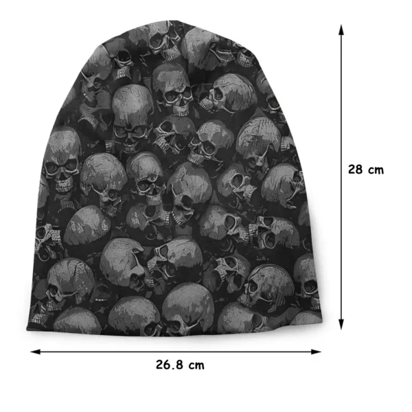 Bonnet Têtes de Mort Noir pour Homme et Femme Tour de Tête 56 à 60 cm.