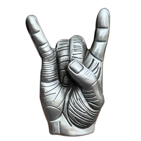 Boucle de Ceinture Main faisant le Signe des Cornes du Diable Boucle de Ceinture Main faisant le Signe des Cornes du Diable.