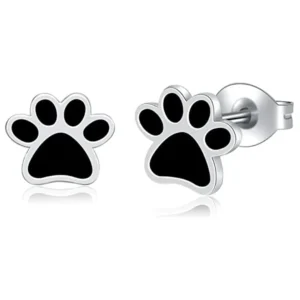 Boucles d’Oreilles Empreinte de Chien en Acier.