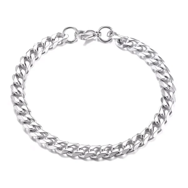 Bracelet Gourmette Maille Cubaine - Acier Inoxydable 7 mm.