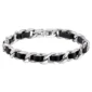 Bracelet Homme Chaîne Cubaine en Acier Inoxydable & Lanière Cuir Véritable Traversante.