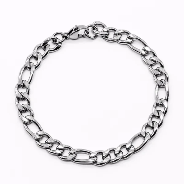 Bracelet Homme Maille Figaro Acier Inoxydable - 6 mm.