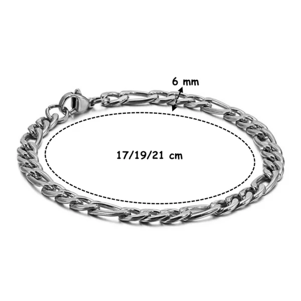Bracelet Homme Maille Figaro Acier Inoxydable - Diamètre 6 mm Longueur 17, 19 ou 21 cm Bracelet Homme Maille Figaro Acier Inoxydable - Diamètre 6 mm Longueur 17, 19 ou 21 cm.