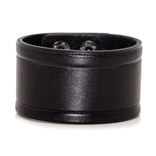 Bracelet Homme en Similicuir Noir à Rainures Latérales Bracelet Homme en Similicuir Noir à Rainures Latérales.