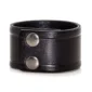 Bracelet Large en Similicuir Noir à Rainures Latérales avec fermoir boutons pression.