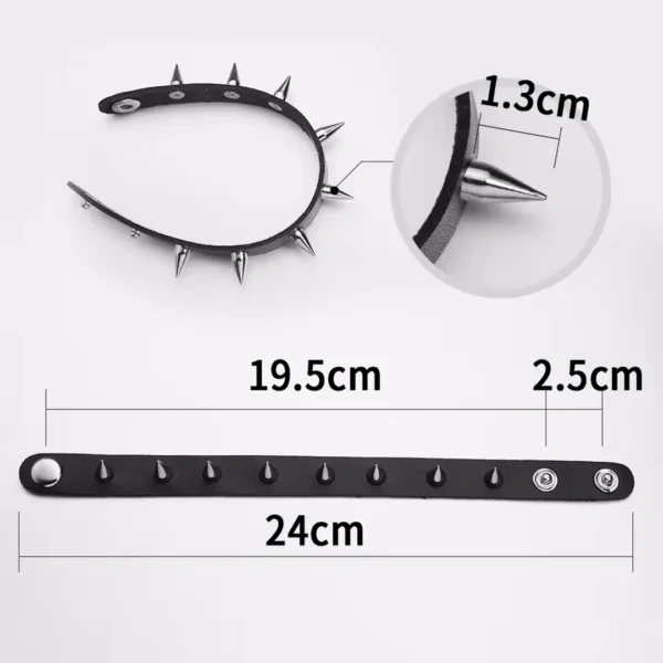 Bracelet Punk Rock Cuir PU à Pointes Métal (dimensions) Bracelet Punk Rock Cuir PU à Pointes Métal (dimensions).