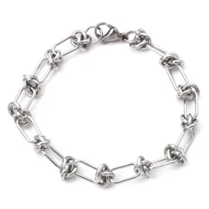 Bracelet Trombone Acier Inoxydable - Maillons Noués 6 mm.