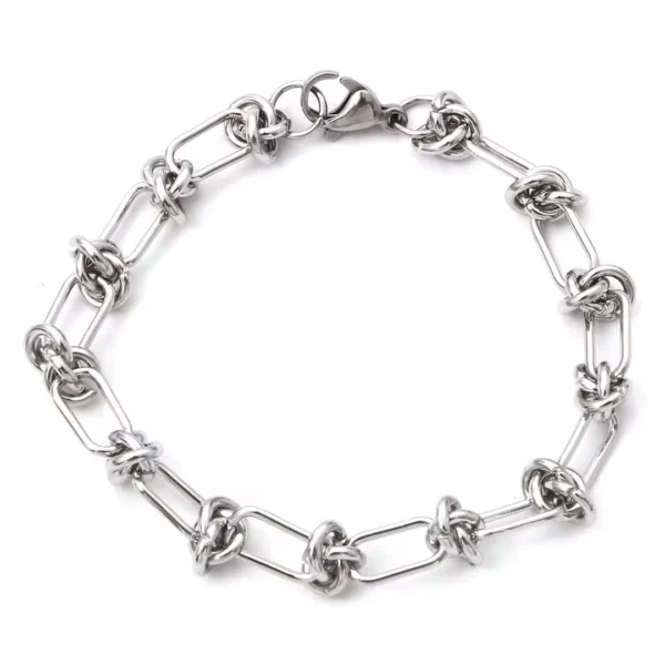 Bracelet Trombone Acier Inoxydable - Maillons Noués 6 mm.