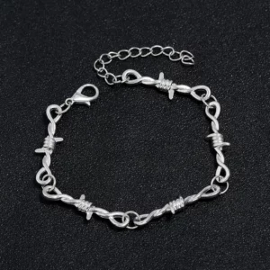 Bracelet en Fil Barbelé Acier Inoxydable Style Punk.