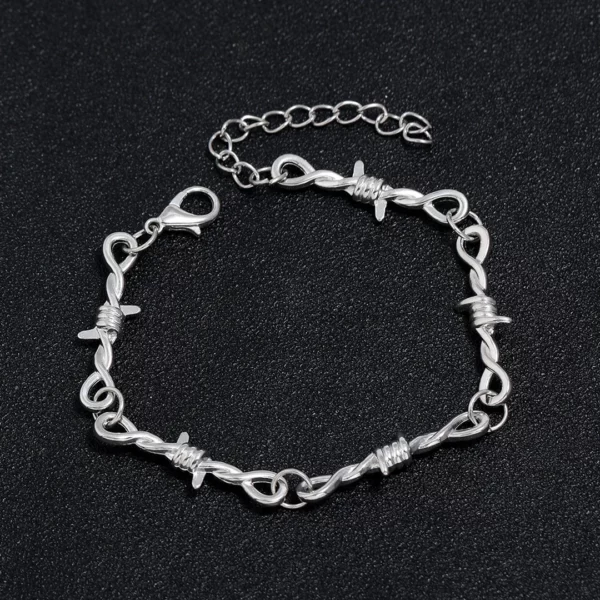 Bracelet en Fil Barbelé Acier Inoxydable Style Punk.