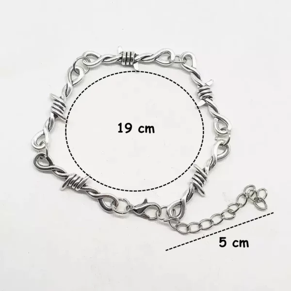 Bracelet en Fil Barbelé Acier Inoxydable Style Punk (dimensions) Bracelet en Fil Barbelé Acier Inoxydable Style Punk (dimensions).