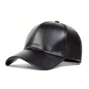 Casquette Cuir PU noir.