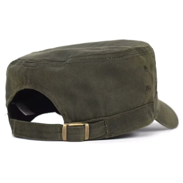Casquette Militaire Coton Ciré Vert Armée avec Boucle Coulissante Casquette Militaire Coton Ciré Vert Armée avec Boucle Coulissante.