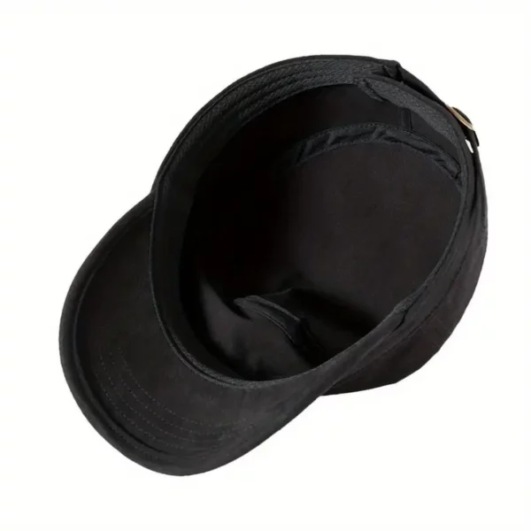 Casquette Militaire Noire en Coton Unisexe (vue du dessous) Casquette Militaire Noire en Coton Unisexe (vue du dessous).