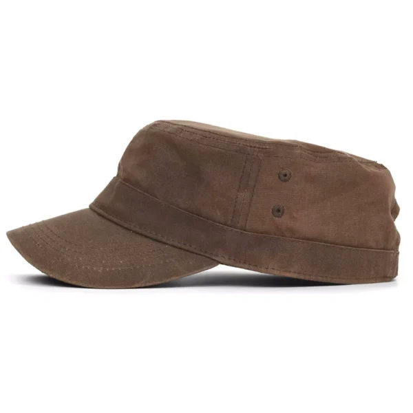 Casquette Militaire en Coton Ciré Marron Casquette Militaire en Coton Ciré Marron.
