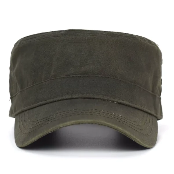 Casquette Militaire en Coton Ciré Vert Armée Casquette Militaire en Coton Ciré Vert Armée.
