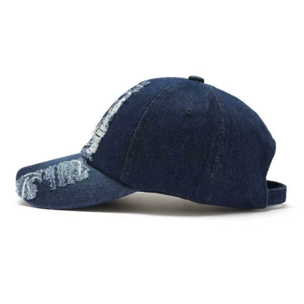 Casquette de Baseball en Denim Déchiré pour Homme & Femme Visière Longue Casquette de Baseball en Denim Déchiré pour Homme & Femme Visière Longue.