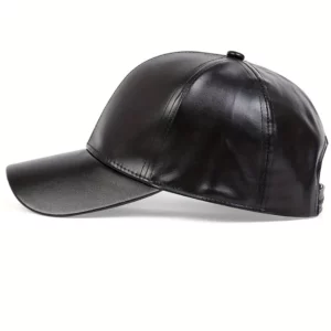 Casquette en Cuir Noir Unisexe.