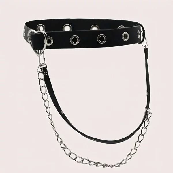 Ceinture avec Sangle en Cuir PU et Chaîne Métallique Ceinture avec Sangle en Cuir PU et Chaîne Métallique.