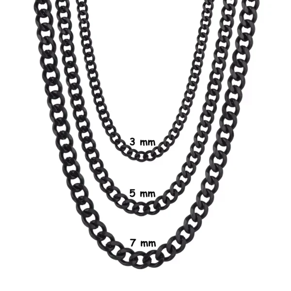 Chaîne Cubaine Acier 316L Noir PVD Maillons 3 5 ou 7 mm Chaîne Cubaine Acier 316L Noir PVD Maillons 3 5 ou 7 mm.