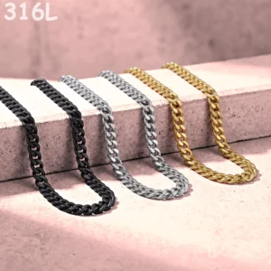 Chaîne Cubaine Acier Inoxydable 316L Maillons 3 5 ou 7 mm.