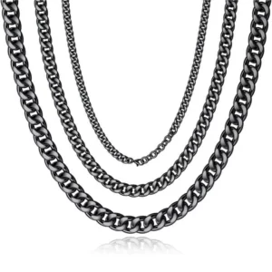 Chaîne Cubaine Noire en Acier Inoxydable Maillons 3 à 7 mm.