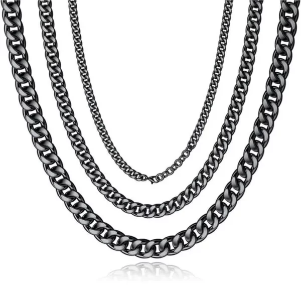 Chaîne Cubaine Noire en Acier Inoxydable Maillons 3 à 7 mm.