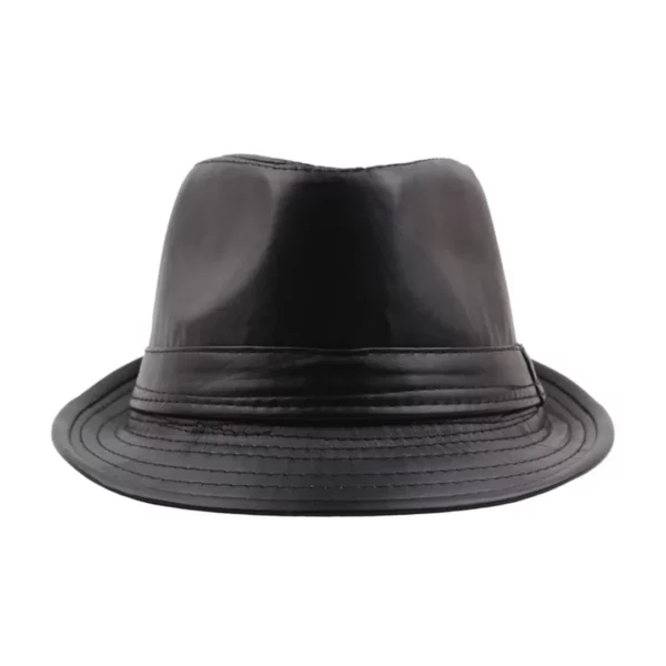 Chapeau Trilby en Cuir Synthétique Noir Homme & Femme Chapeau Trilby en Cuir Synthétique Noir Homme & Femme.