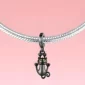 Charm Chat Noir Suspendu en Argent 925 monté sur bracelet