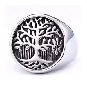 Chevalière Arbre de Vie en Acier 316L - Bague Symbolique.