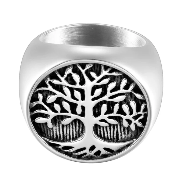 Chevalière Arbre de Vie en Acier 316L - Force & Symbolique Chevalière Arbre de Vie en Acier 316L - Force & Symbolique.