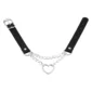 Choker Cuir Noir à Cœur et Chaînes avec Boucle à Ardillon.
