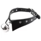 Choker en Cuir Noir à Col Roulé avec Clochette Métallique Style Punk Gothique
