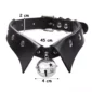 Choker en Cuir Noir à Col Roulé avec Clochette en Métal (dimensions)