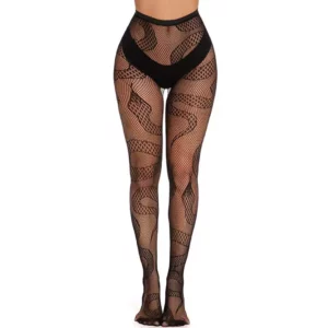 Collant Résille à Motif Serpent Punk Rock Taille Haute.