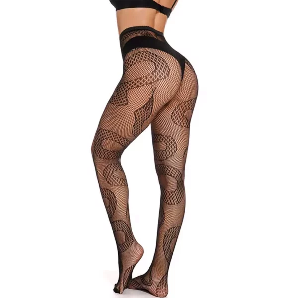 Collant Résille à Motif Serpent Style Gothique (vue arrière) Collant Résille à Motif Serpent Style Gothique (vue arrière).