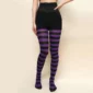 Collants Opaques Gothiques Rayés Noir & Violet 100D.