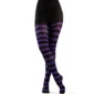 Collants Opaques Rayés Noir et Violet Femme.