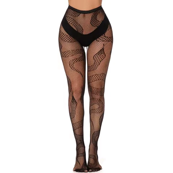Collants Résille Motif Serpent - Couleur Noir Collants Résille Motif Serpent - Couleur Noir.