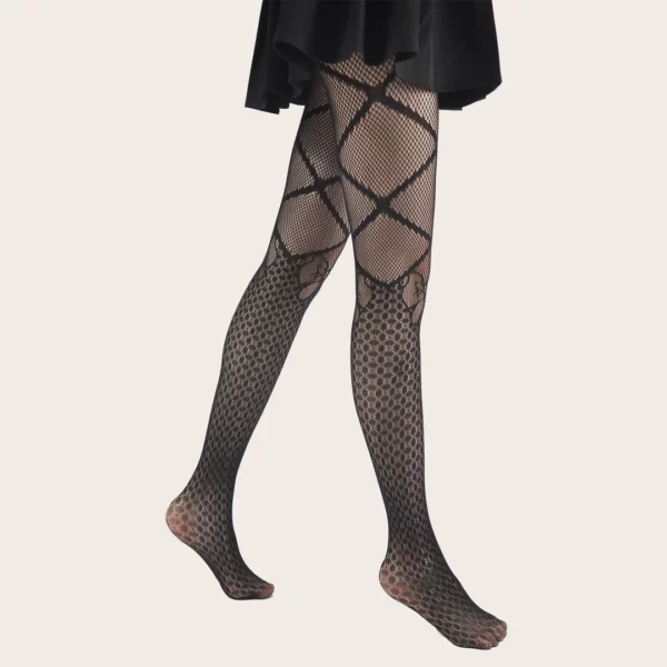 Collants Résille Punk avec Motif Nœud Papillon Collants Résille Punk avec Motif Nœud Papillon.