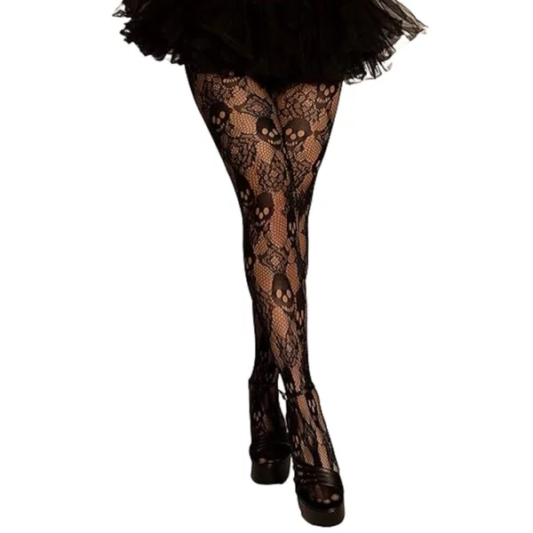 Collants Résille Roses Noires et Crânes Collants Résille Roses Noires et Crânes.